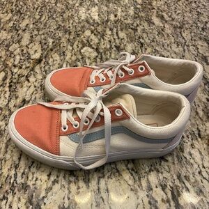 Vans Coral,White, and blue Sneakers